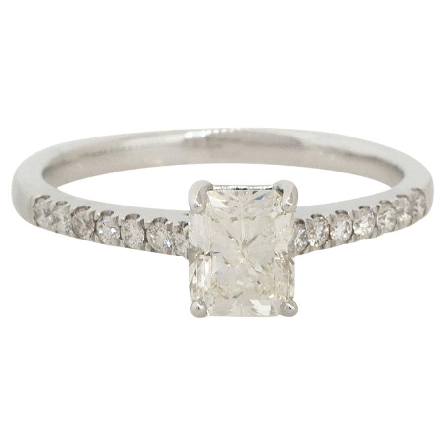 GIA Certified 1.17 Carat Radiant Cut Diamond Engagement Ring 18 Karat in Stock For Sale