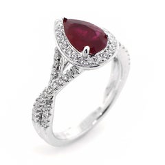 GIA Certified 1.17 Carat Ruby Ring in 18k White Gold