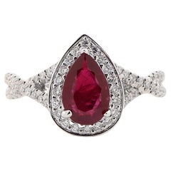 GIA Certified 1.17 Carat Ruby Ring in 18k White Gold