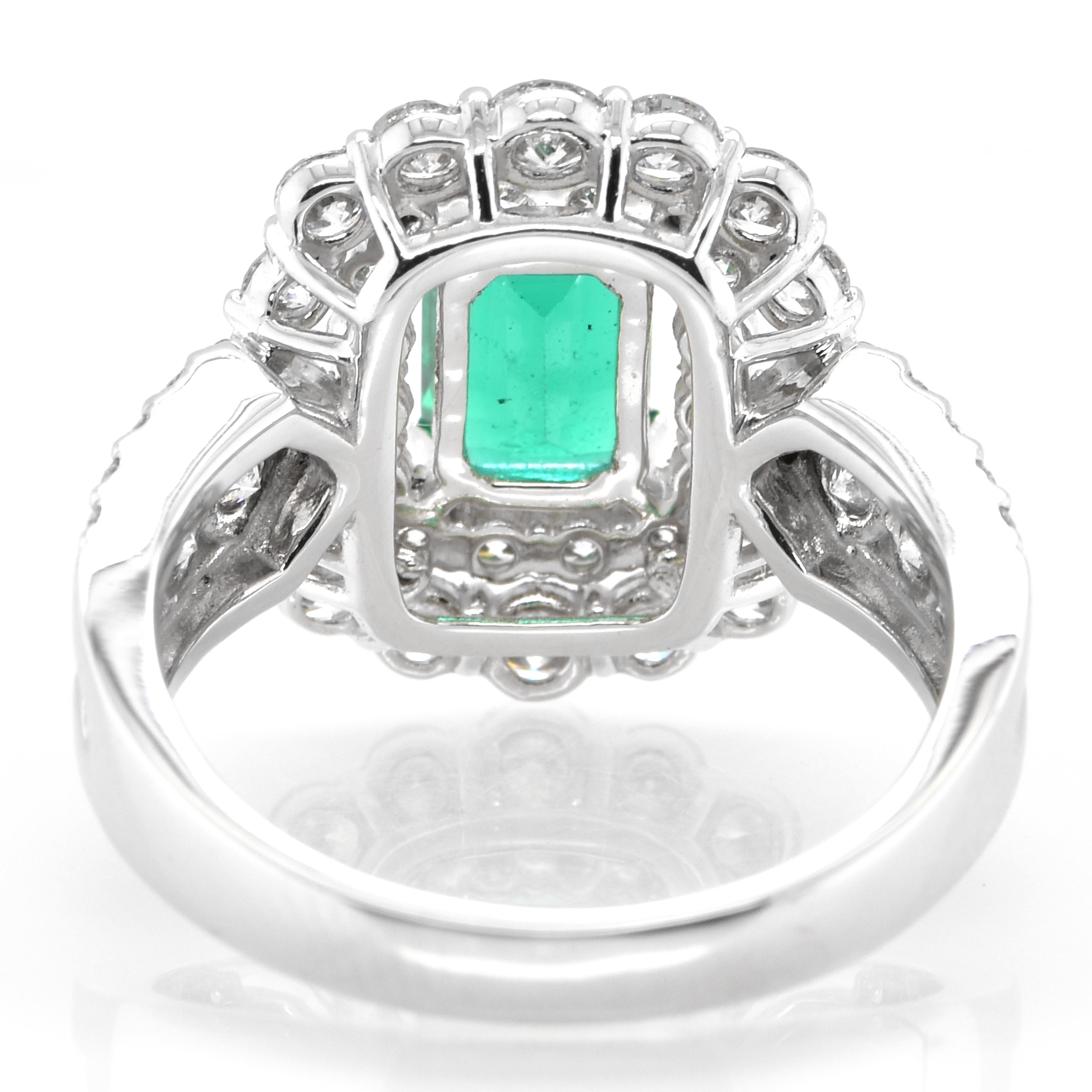 Women's GIA Certified 1.17 Carat, Untreated (No Oil), Zambian Emerald and Diamond Ring For Sale