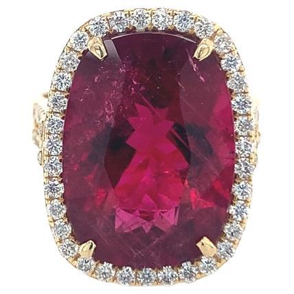 GIA Certified 11.72 Carat Rubellite Diamond Ring