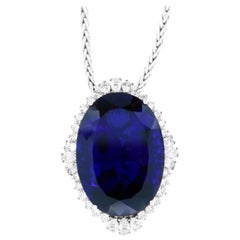 GIA Certified 117.24 Carat Oval Tanzanite Necklace, AAA Cobalt Blue