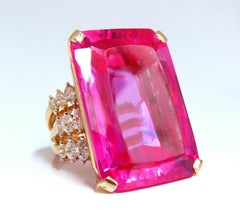 GIA Certified 117.45 Carat Lab Hot Pink Sapphire Diamonds Ring 14 Karat
