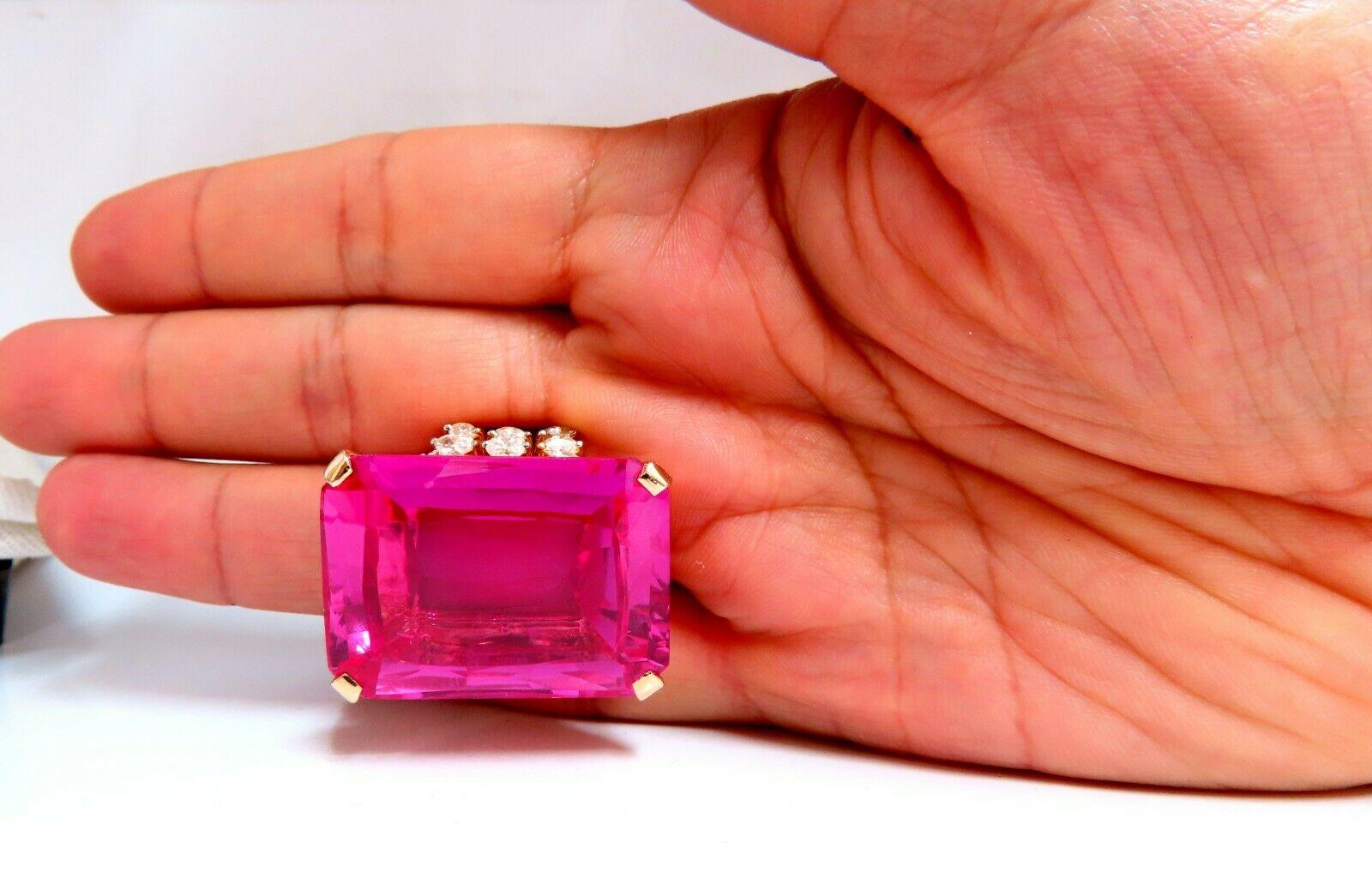 GIA Certified 117.45 Carat Lab Hot Pink Sapphire Diamonds Ring 14 Karat 3