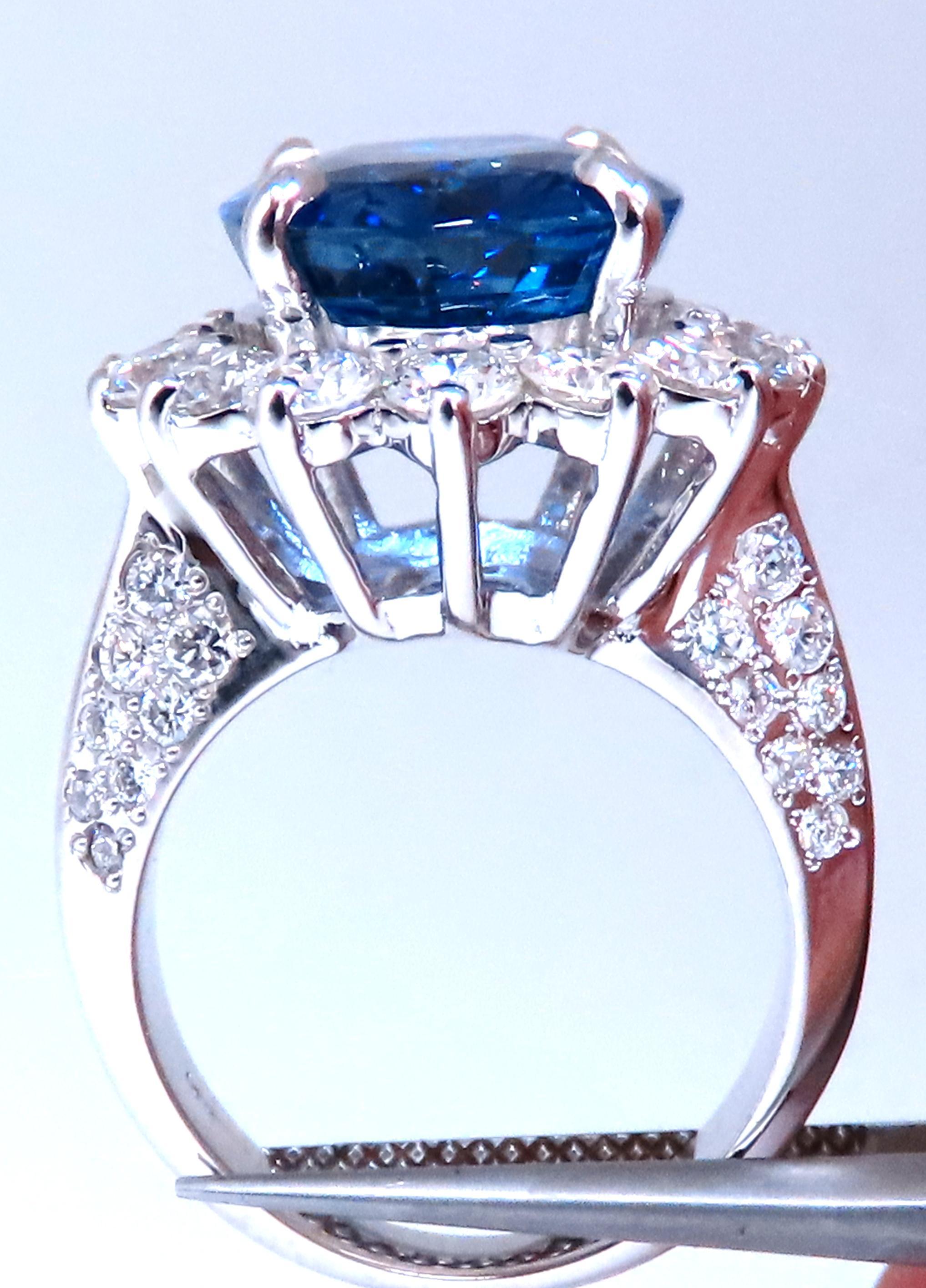 Round Cut GIA Certified 11.79ct Natural Blue Sapphire Diamonds Ring 14kt Gold 85441 For Sale