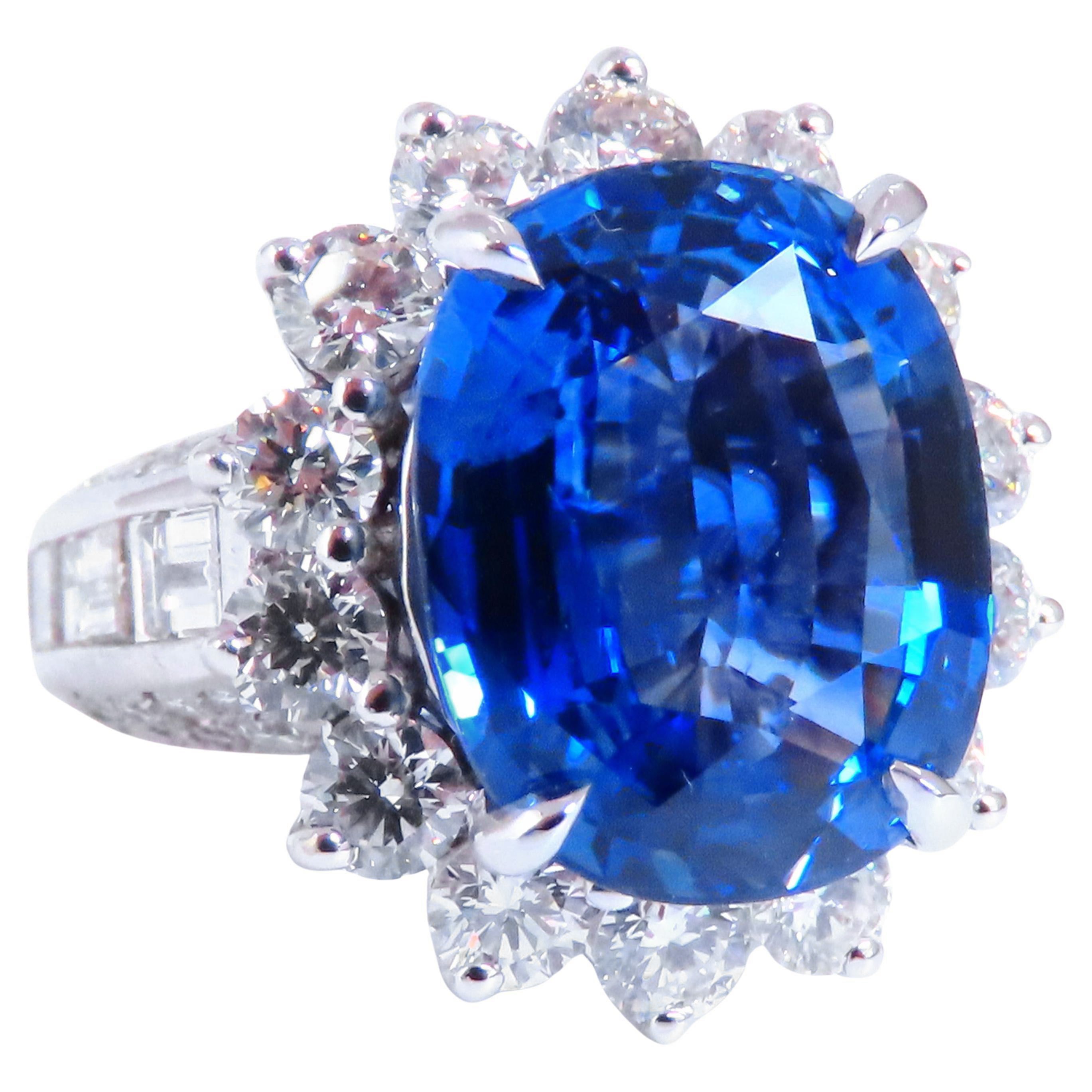 GIA Certified 11.79ct Natural Blue Sapphire Diamonds Ring 14kt Gold 85441*