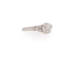 Gia Certified 1.18 Carat Art Deco Diamond Platinum Engagement Ring