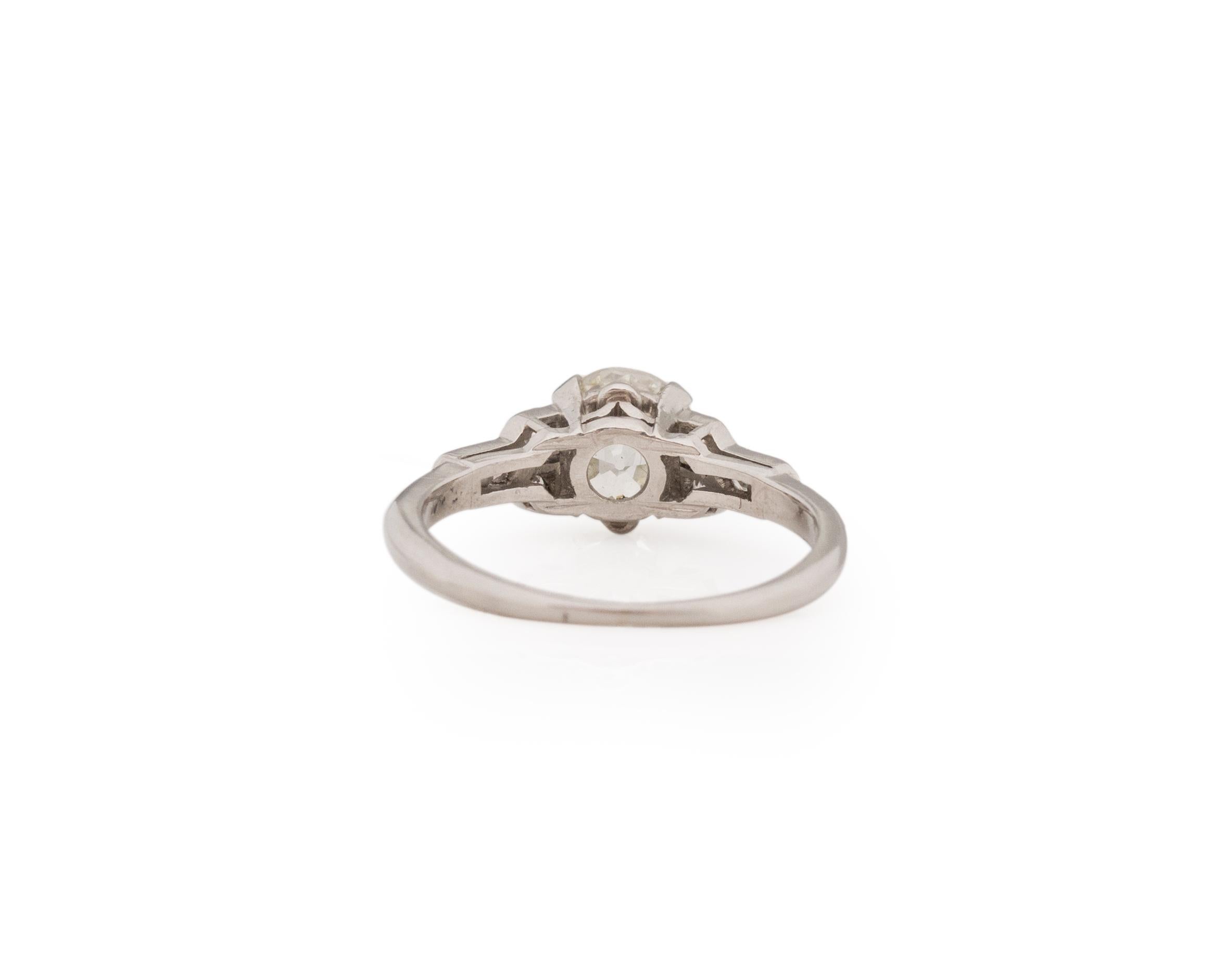 Gia Certified 1.18 Carat Art Deco Diamond Platinum Engagement Ring In Good Condition For Sale In Atlanta, GA