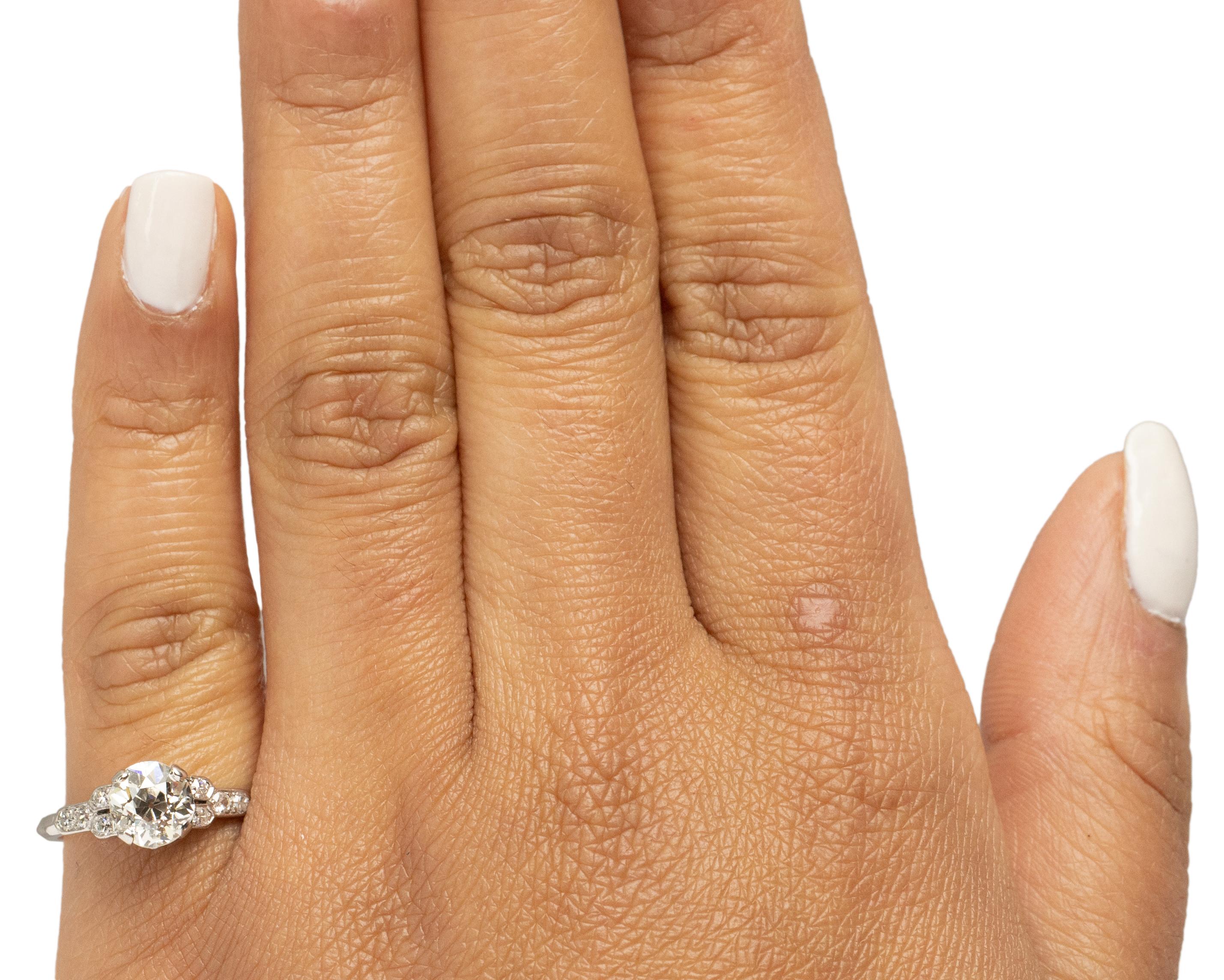 Women's Gia Certified 1.18 Carat Art Deco Diamond Platinum Engagement Ring For Sale