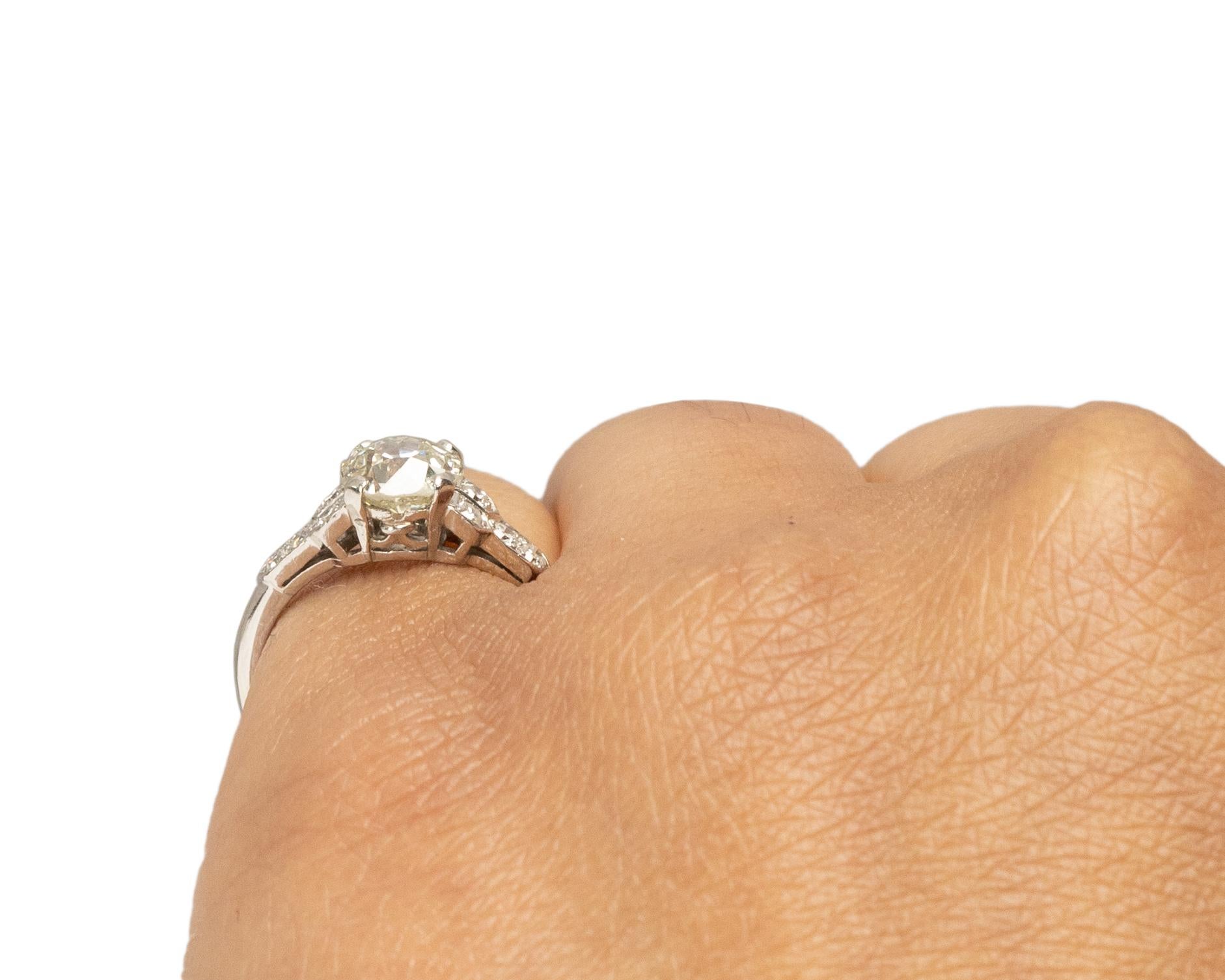 Gia Certified 1.18 Carat Art Deco Diamond Platinum Engagement Ring For Sale 1