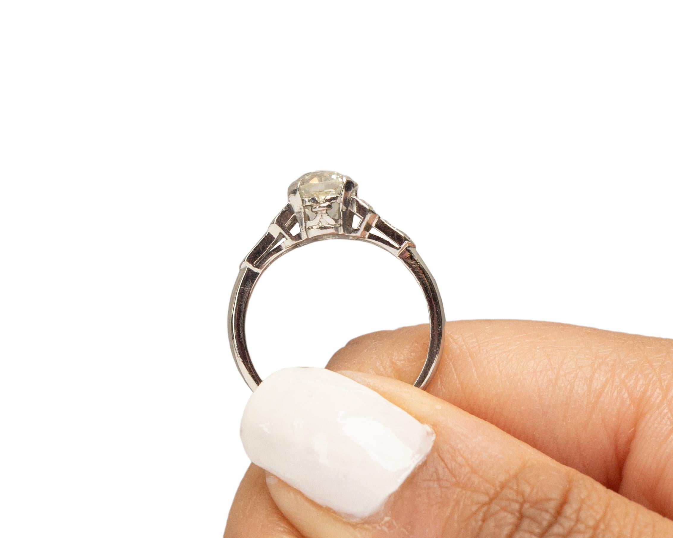Gia Certified 1.18 Carat Art Deco Diamond Platinum Engagement Ring For Sale 3