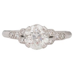 Antique Gia Certified 1.18 Carat Art Deco Diamond Platinum Engagement Ring