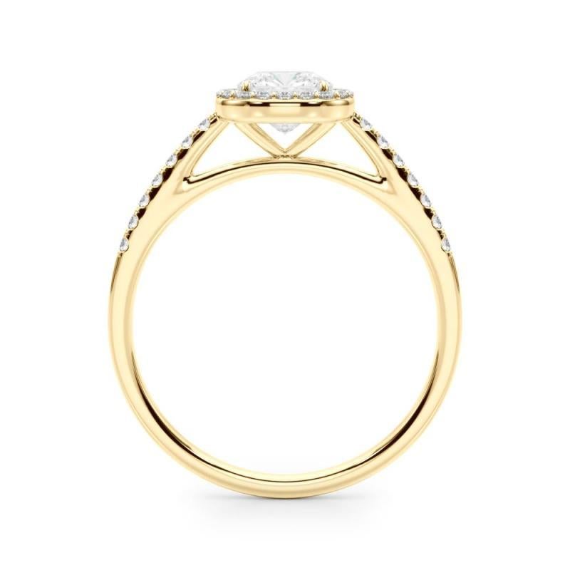 GIA Certified 1,18 Carat Cushion Halo Pave Anello con diamanti in oro giallo 18K In condizioni Nuovo in vendita a New York, NY