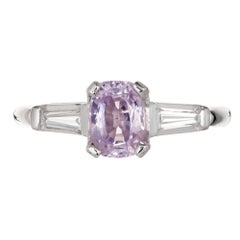 GIA Certified 1.18 Carat Light Purple Sapphire Diamond Platinum Engagement Ring