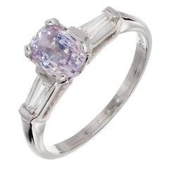GIA Certified 1.18 Carat Light Purple Sapphire Diamond Platinum Engagement Ring