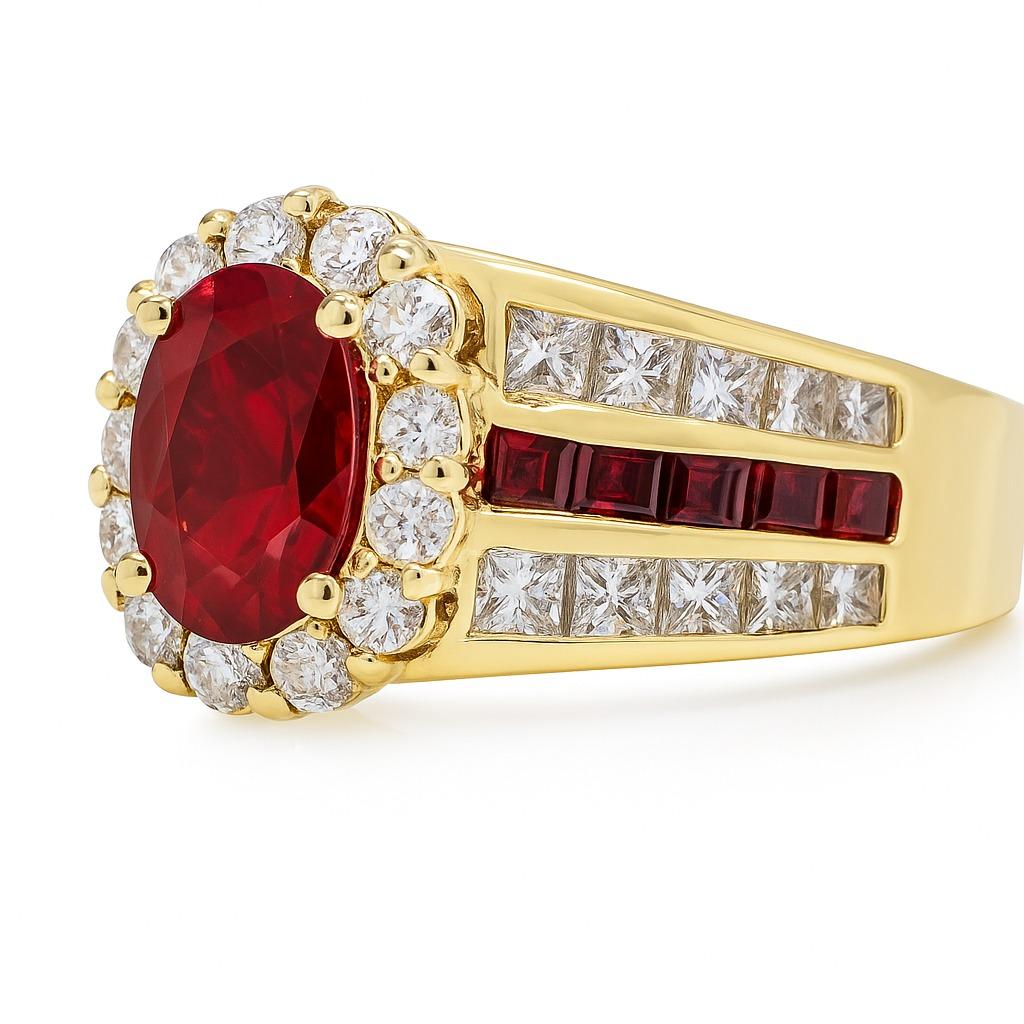 Moderno Anello da cocktail con diamante e sangue di piccione da 1,18 carati certificato GIA  Realizzato in 18 carati in vendita