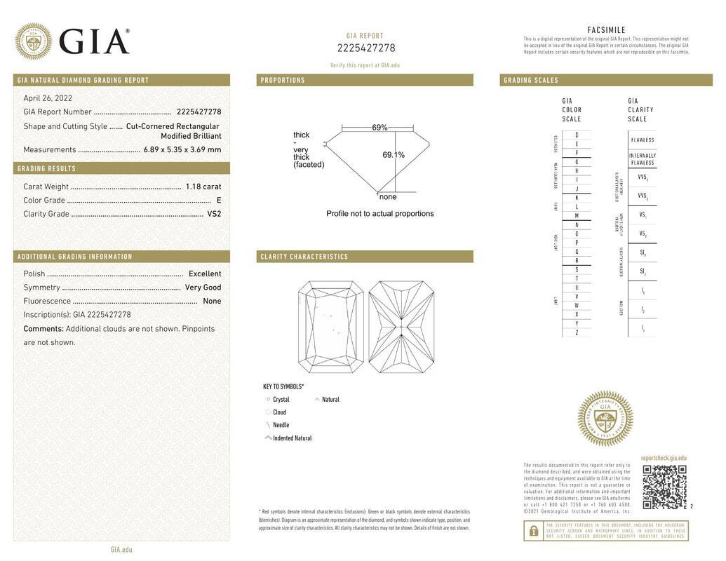 Contemporary GIA Certified 1.18 Carat Radiant & Baguette Three-Stone Diamond Ring For Sale