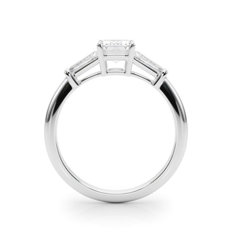 GIA Certified 1.18 Carat Radiant & Baguette Three-Stone Diamond Ring In New Condition For Sale In New York, NY