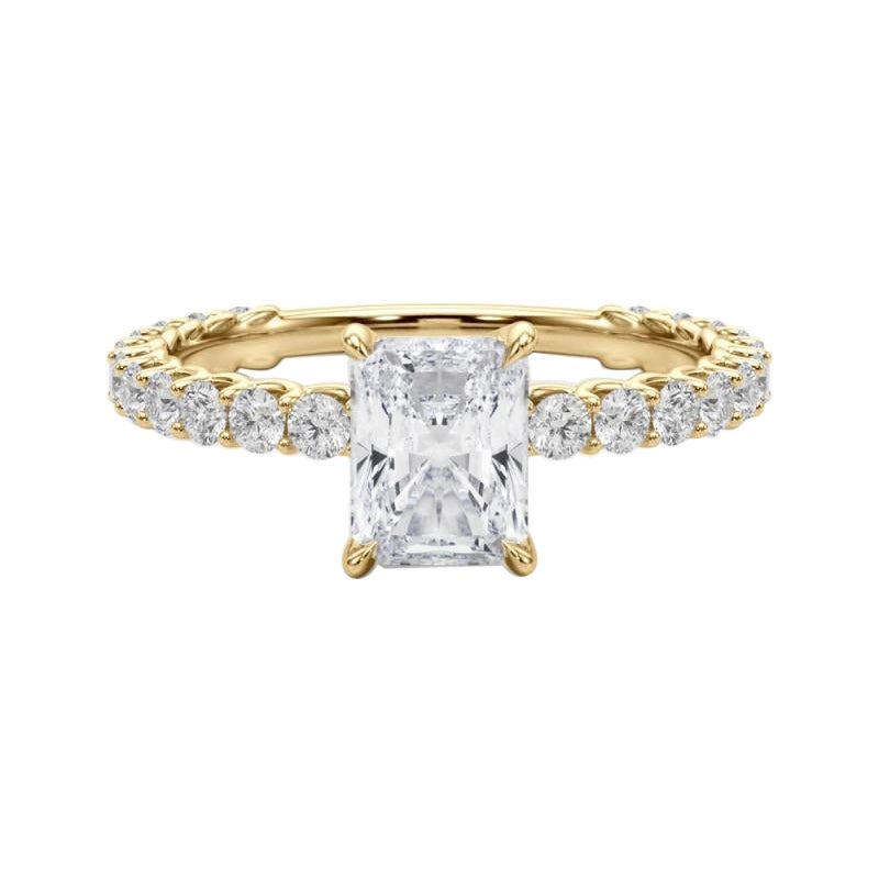 Anello di diamanti a eternità parziale con radiante da 1,18 carati certificato GIA