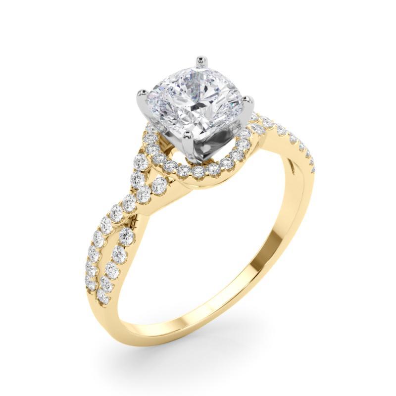GIA Certified 1.18 Carat Solitaire Cushion Halo Infinity Diamond Ring Pour femmes en vente