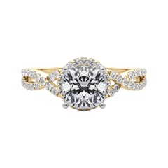GIA Certified 1.18 Carat Solitaire Cushion Halo Infinity Diamond Ring