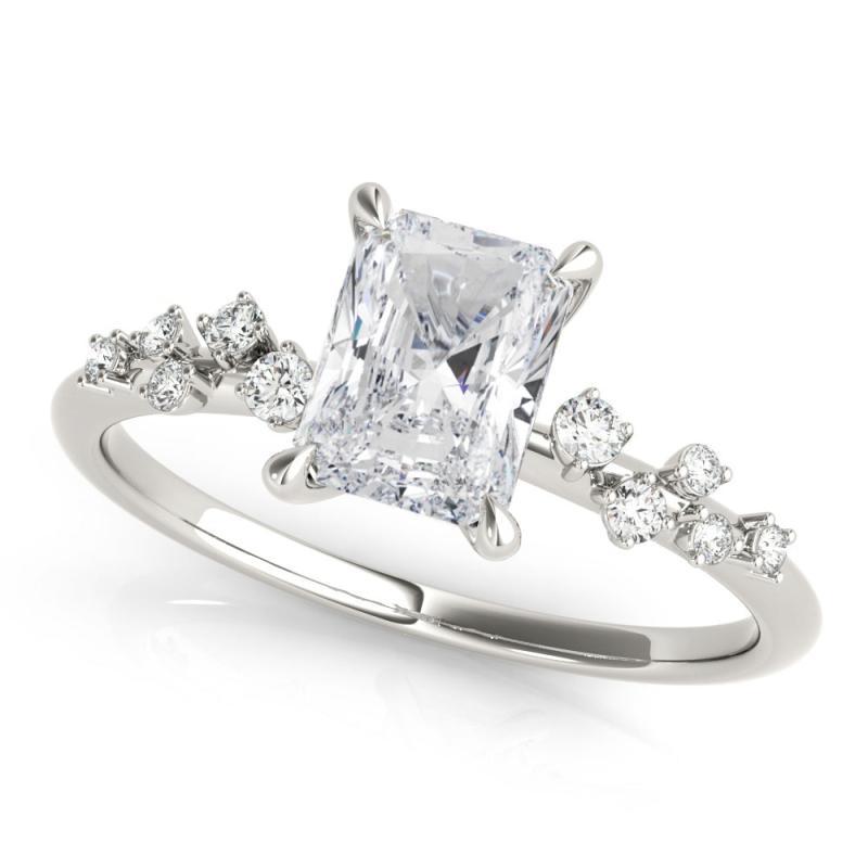 Anillo de diamantes radiantes en racimo de vides en espaldera de 1.18 quilates con certificación GIA Corte radiante en venta