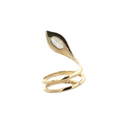 GIA Certified 1.18 Carat Weight Oval Diamond Snake Ring in 18K Yellow Gold