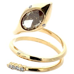 Bague serpent en or jaune 18 carats certifiée GIA avec diamant ovale d
un poids de 1,18 carat