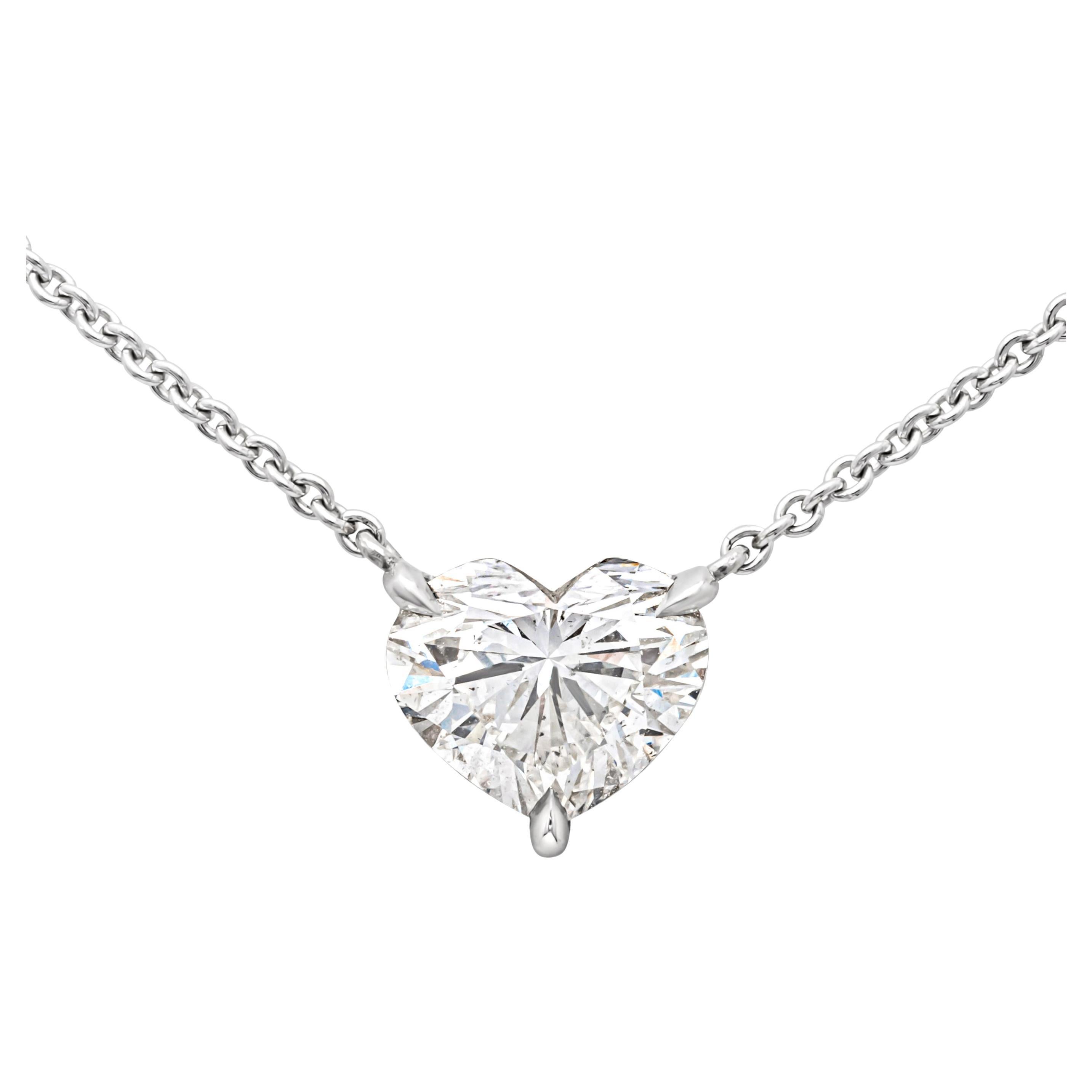 GIA Certified 1.18 Carats Heart Shape Diamond Solitaire Pendant Necklace