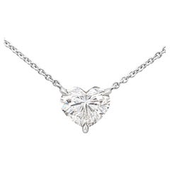 GIA Certified 1.18 Carats Heart Shape Diamond Solitaire Pendant Necklace