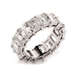GIA Certified 12 Carat Emerald Cut Diamond Eternity Band Ring Platinum