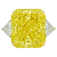 Bague en diamant jaune élégant de 11.83 carat certifié par le GIA