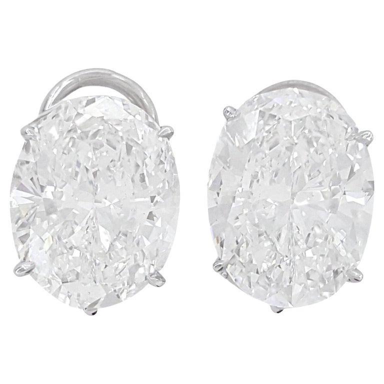 Contemporary GIA Certified 11.83 Ct. D Color Flawless Clarity Platinum Earrings For Sale