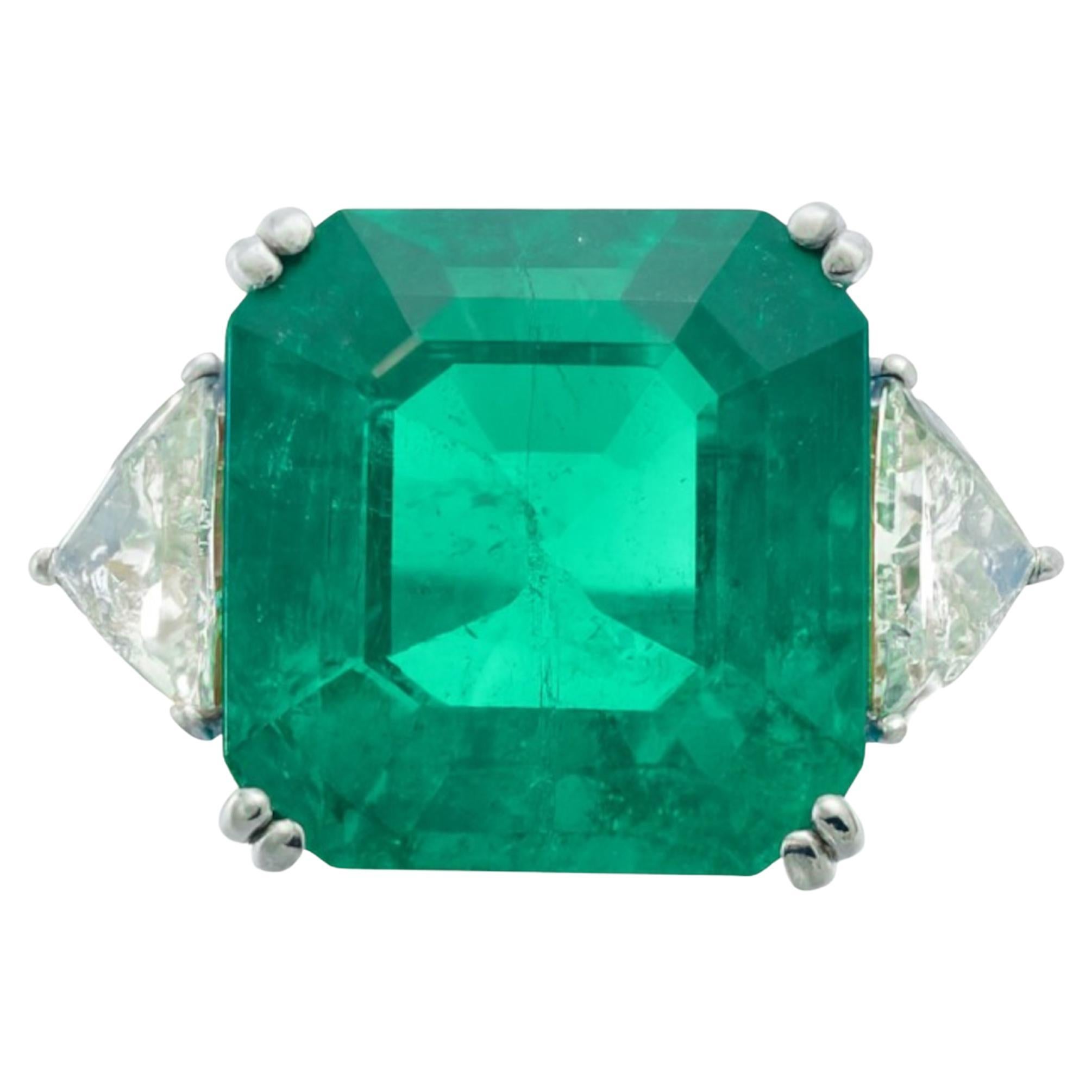 GIA zertifiziert 11.87 Karat kolumbianischen Smaragd und Diamant-Platin-Ring