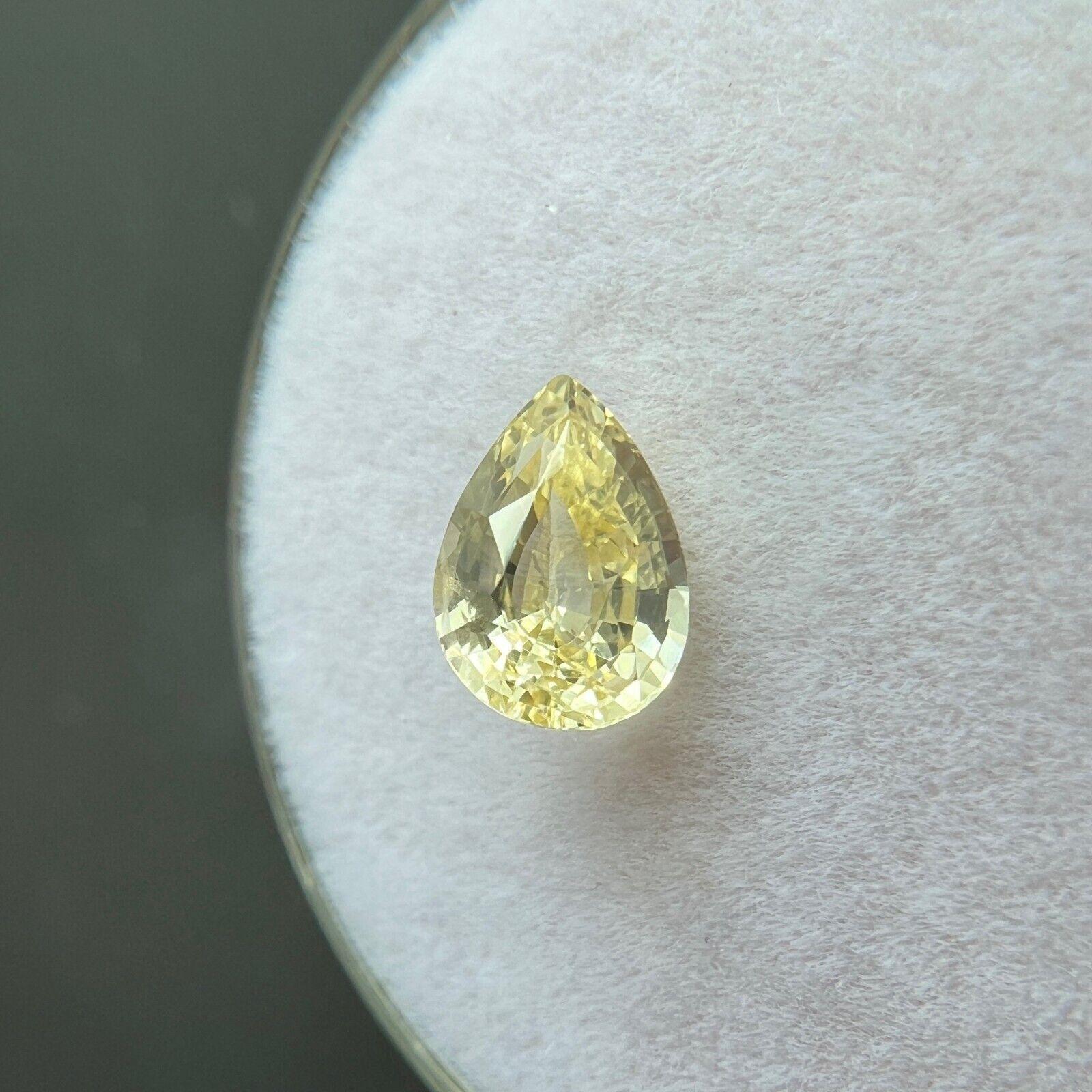 Pear Cut Gia Certified 1.18ct Ceylon Yellow Sapphire Untreated Pear Teardrop Cut Gem For Sale