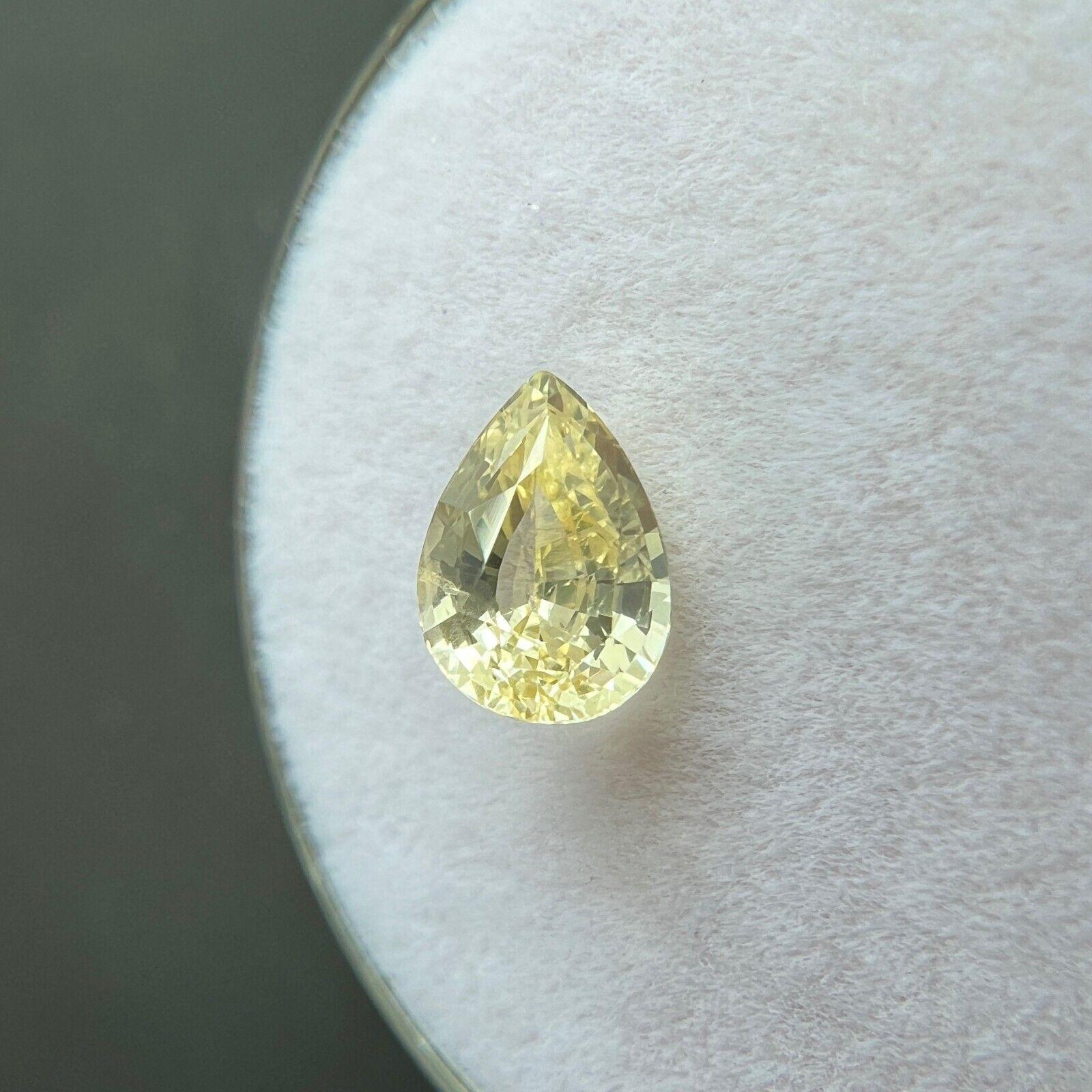 Gia Certified 1.18ct Ceylon Yellow Sapphire Untreated Pear Teardrop Cut Gem In New Condition For Sale In Birmingham, GB