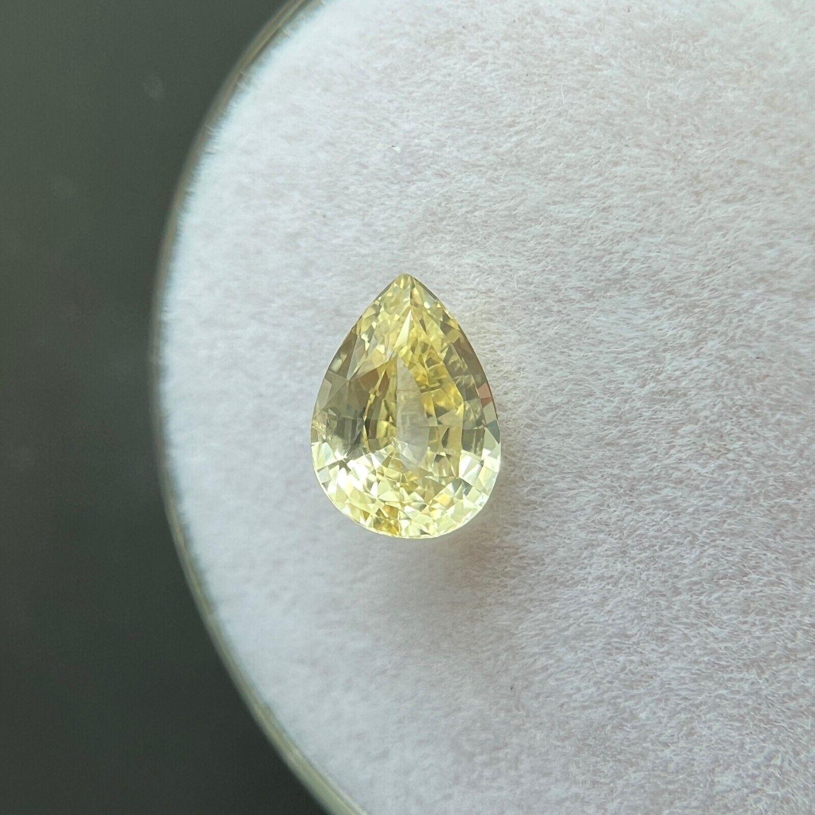 Women's or Men's Gia Certified 1.18ct Ceylon Yellow Sapphire Untreated Pear Teardrop Cut Gem For Sale