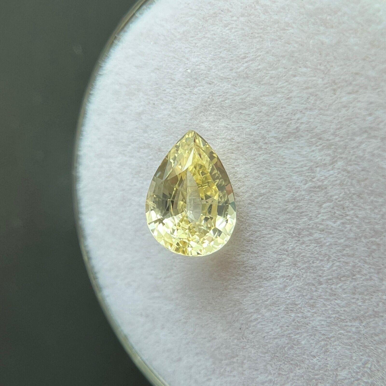 Gia Certified 1.18ct Ceylon Yellow Sapphire Untreated Pear Teardrop Cut Gem For Sale 1