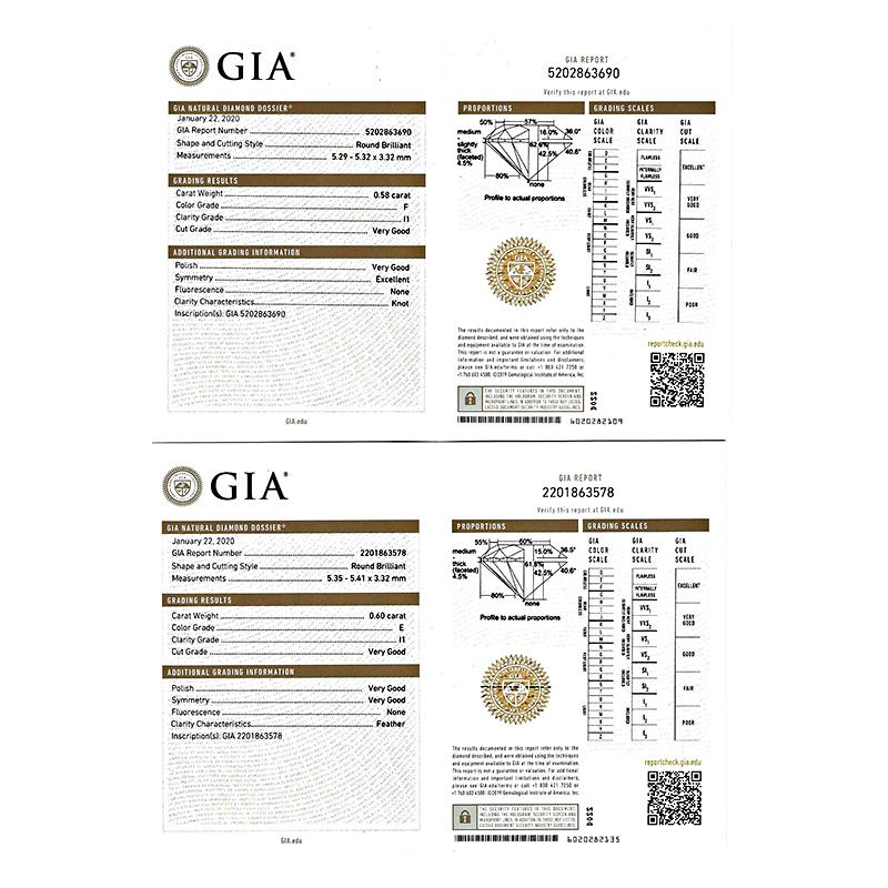 Round Cut GIA Certified 1.18 Carat Diamond Stud Earrings For Sale