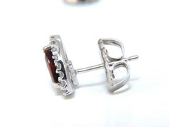 GIA Certified 1.19 and 1.28 Carat Natural Ruby Diamond Earrings 18 Karat Cluster