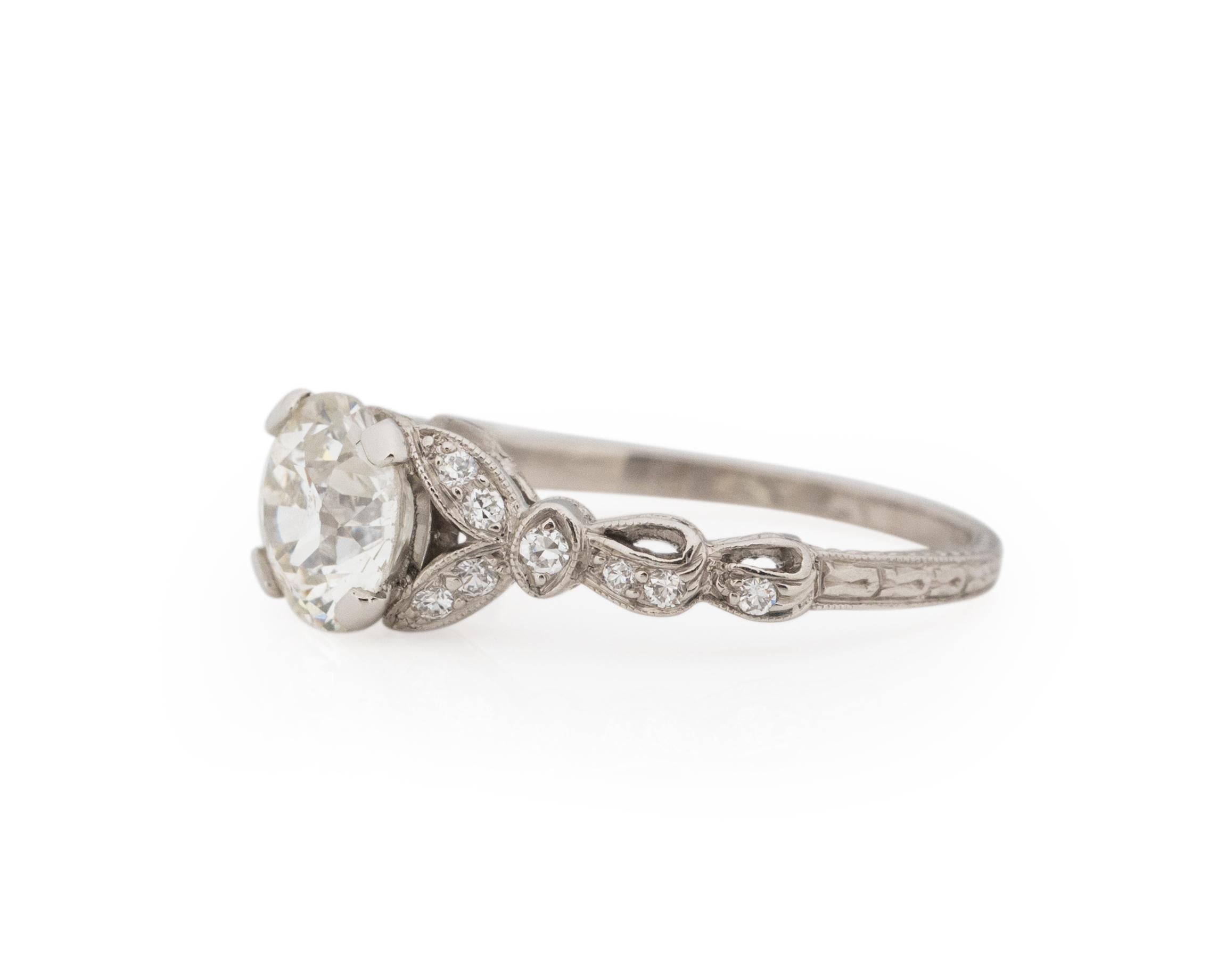 Old European Cut GIA Certified 1.02ct Carat Art Deco Diamond Platinum Engagement Ring For Sale
