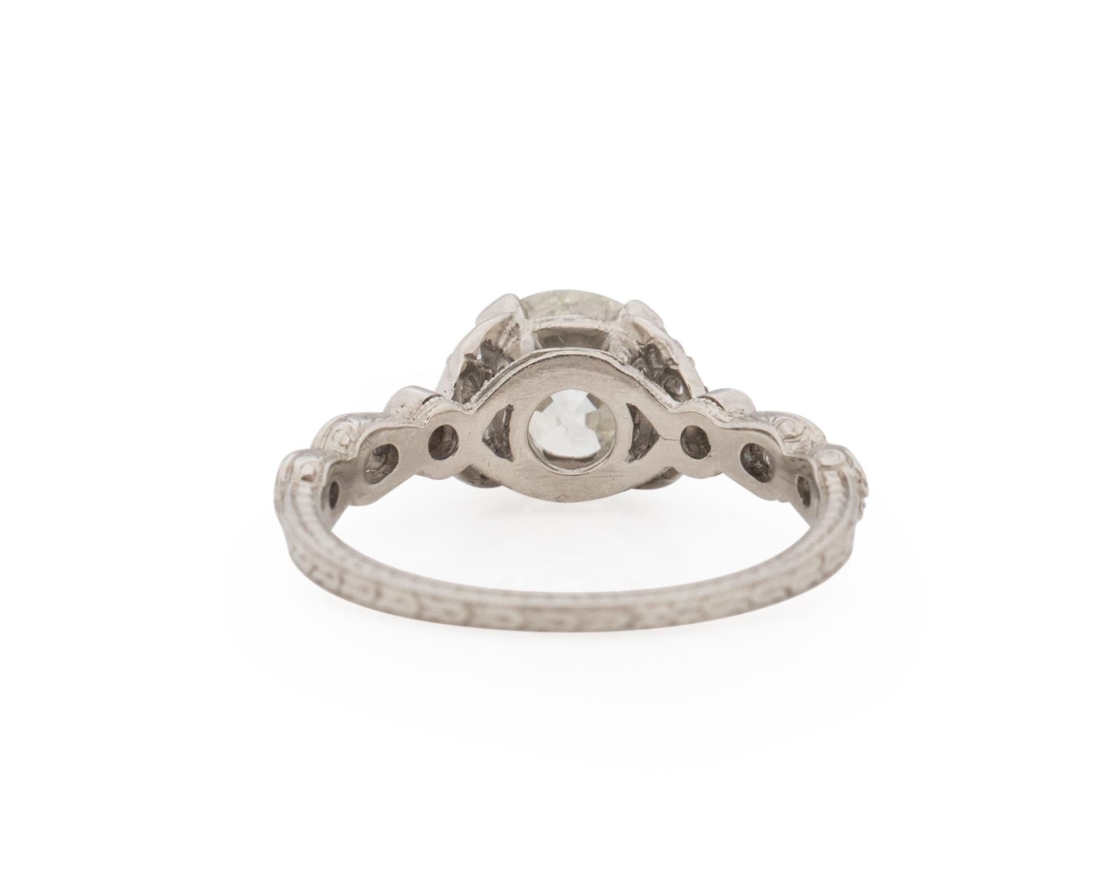 GIA Certified 1.02ct Carat Art Deco Diamond Platinum Engagement Ring In Excellent Condition For Sale In Atlanta, GA