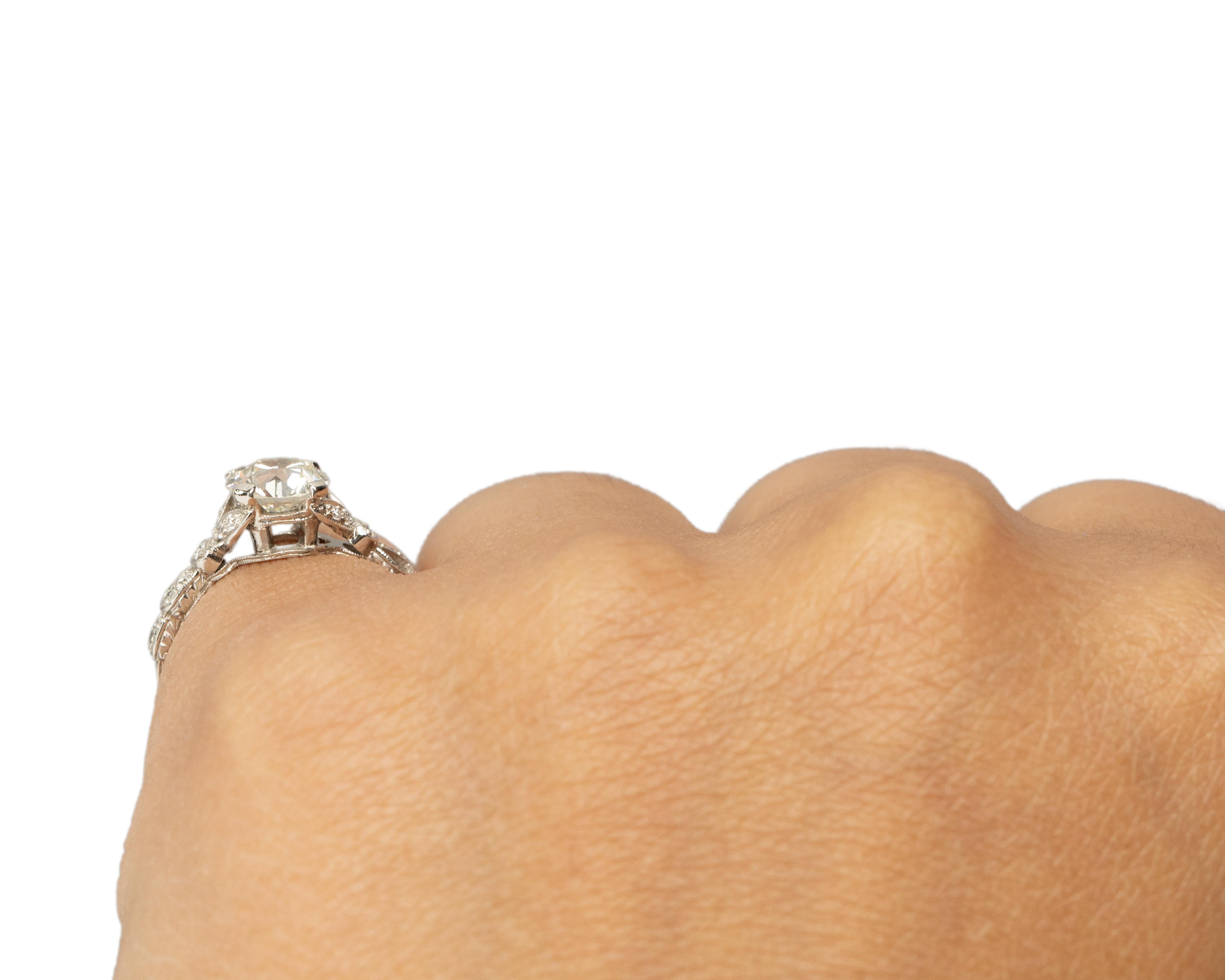 GIA Certified 1.02ct Carat Art Deco Diamond Platinum Engagement Ring For Sale 1