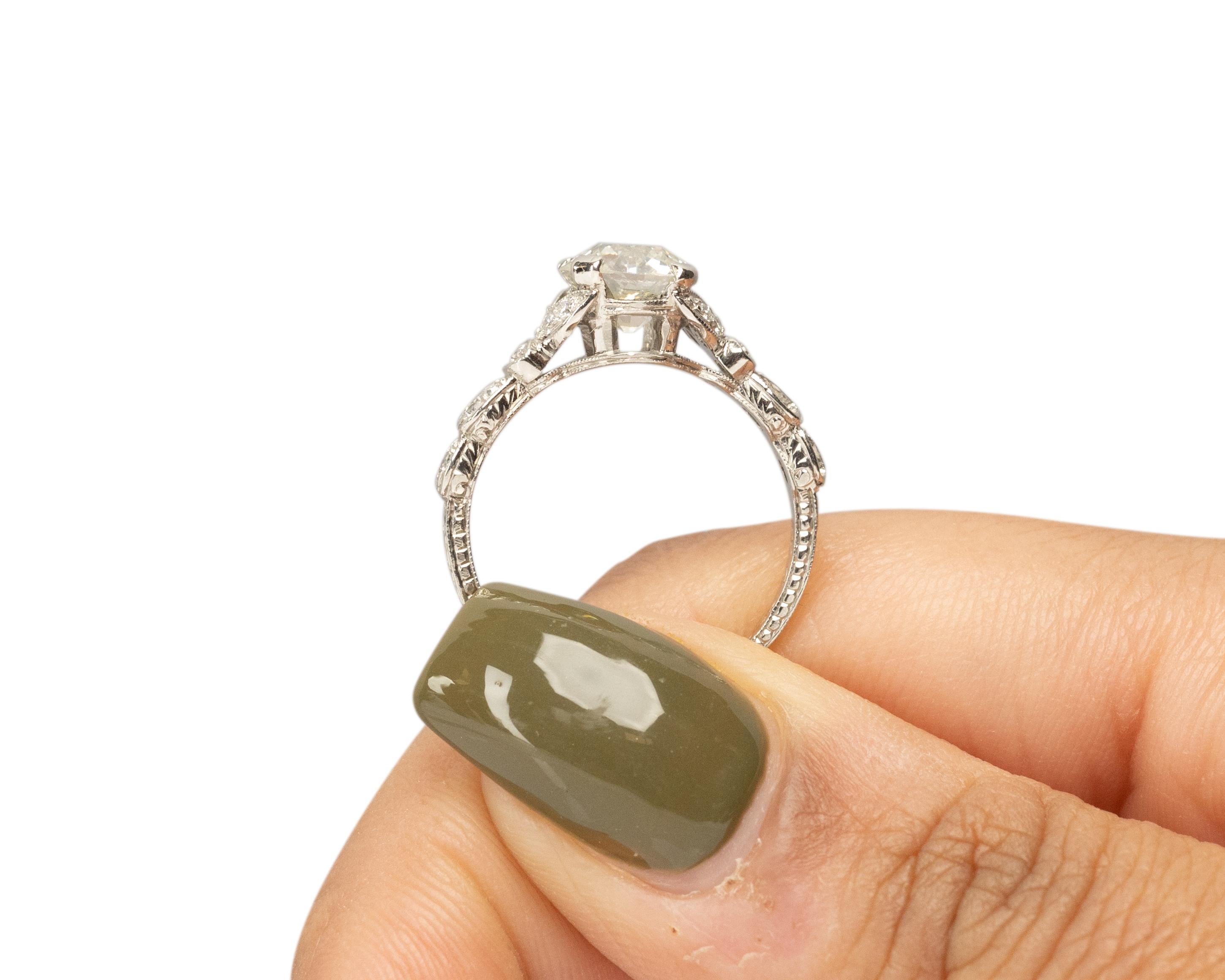 GIA Certified 1.02ct Carat Art Deco Diamond Platinum Engagement Ring For Sale 3