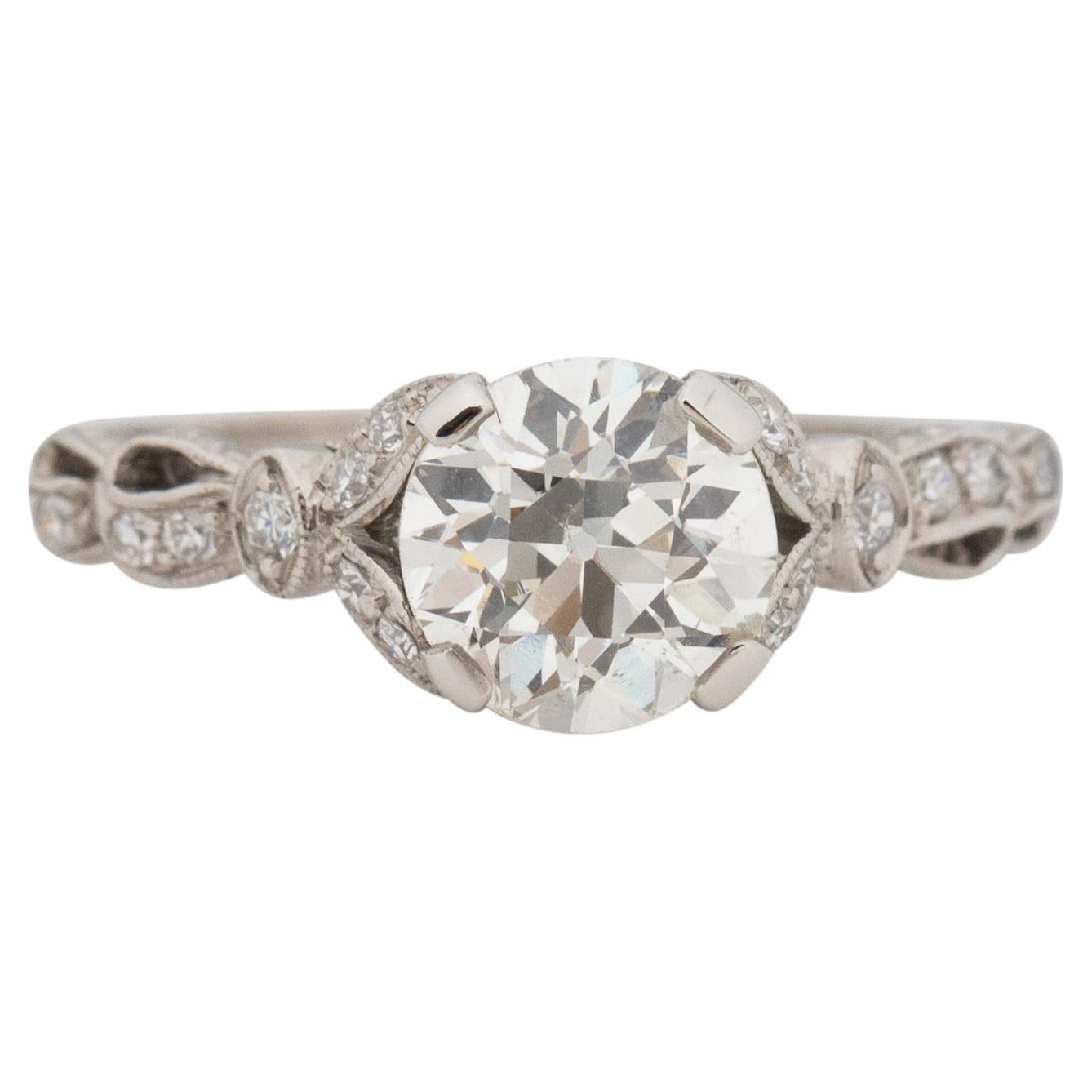 GIA Certified 1.02ct Carat Art Deco Diamond Platinum Engagement Ring For Sale