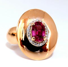 GIA Certified 1.19 Carat Oval Cut Red No Heat Ruby Diamonds Ring 14 Karat*