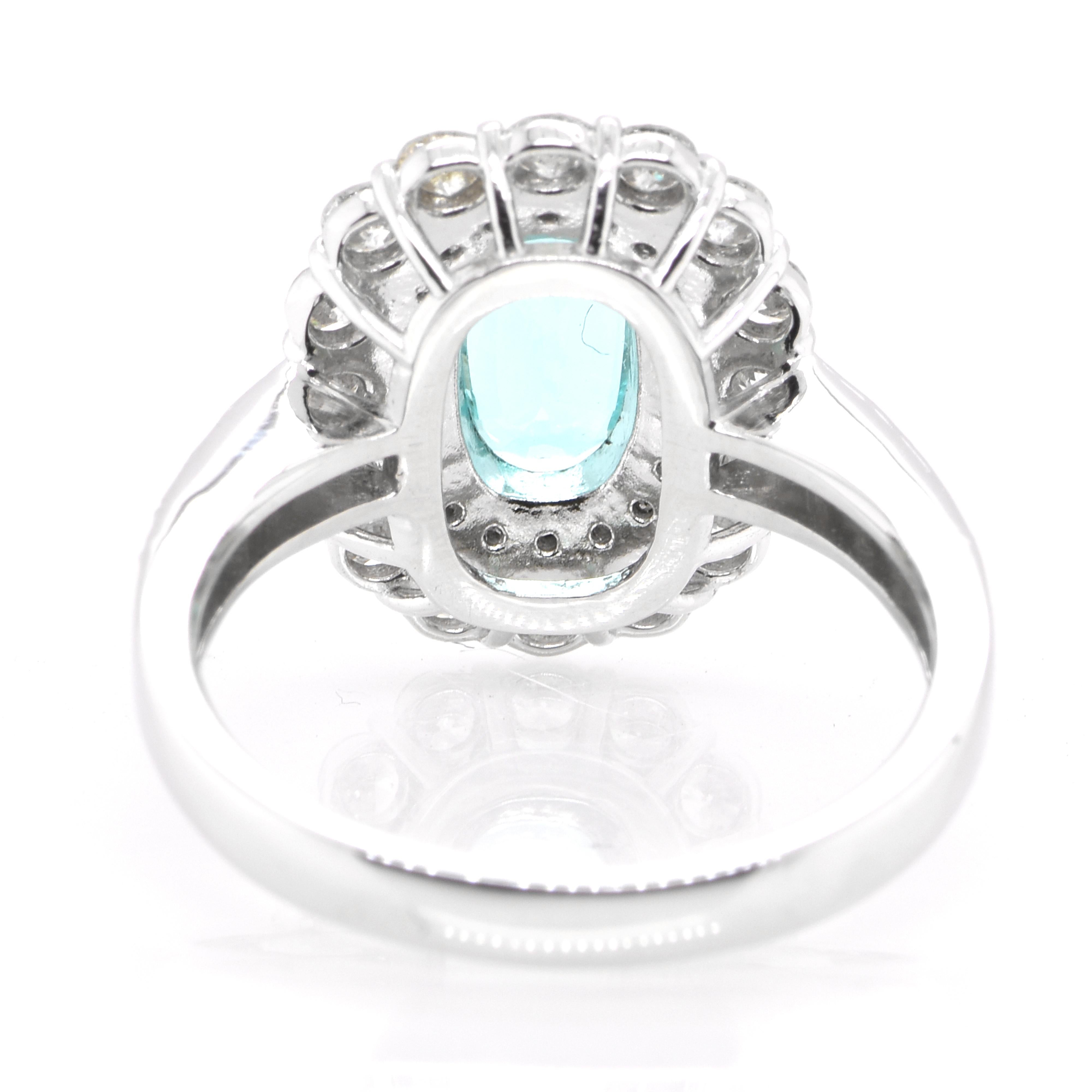 GIA Certified 1.19 Carat Paraiba Tourmaline and Diamond Ring Set in Platinum In New Condition In Tokyo, JP