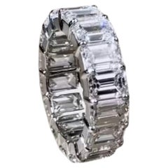 GIA Certified 11.90 Ct F/VS1 Emeralds Shape 18K Gold Eternity Ring