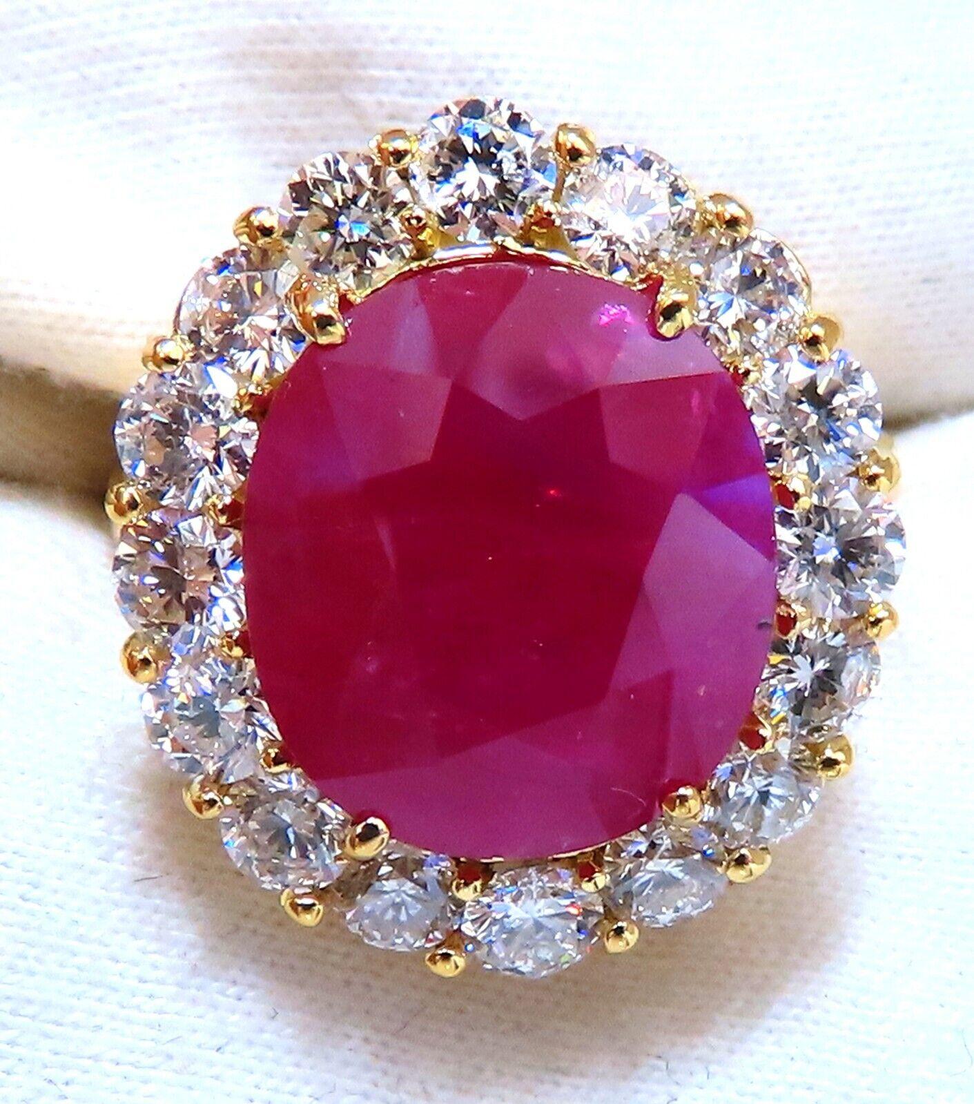 GIA Certified 11.90ct Natural Ruby Diamond Ring 18kt Classic Halo For Sale 1