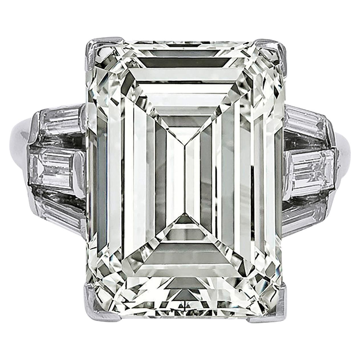 Spectra Fine Jewelry, GIA Certified 11.96 Carat Emerald-Cut Diamond Ring For Sale